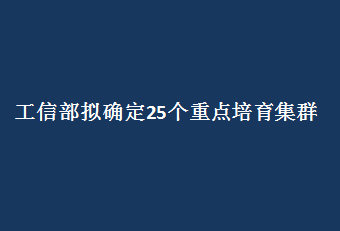 工信部擬確定25個重點培育集群 政策、資金、人才多路資源加速集結  “十四五”先進制造業(yè)集群發(fā)展藍圖醞釀待出