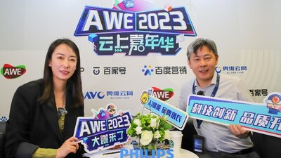 飛利浦上海創(chuàng)新中心總經(jīng)理兼空氣護(hù)理研發(fā)總經(jīng)理于東海出席“AWE2023大咖來了”直播間 對話奧維云網(wǎng)助理總裁李德娜