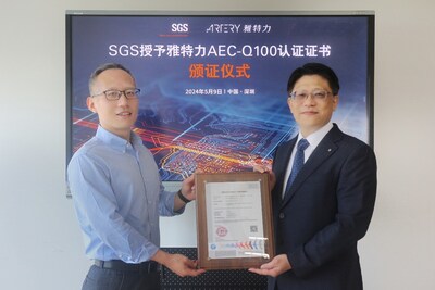 SGS為雅特力科技頒發(fā)AEC-Q100認(rèn)證證書(shū)