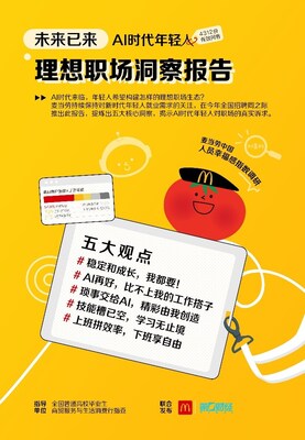 麥當(dāng)勞中國發(fā)布《未來已來——AI時代年輕人理想職場洞察報告》，關(guān)注新時代就業(yè)新趨勢。